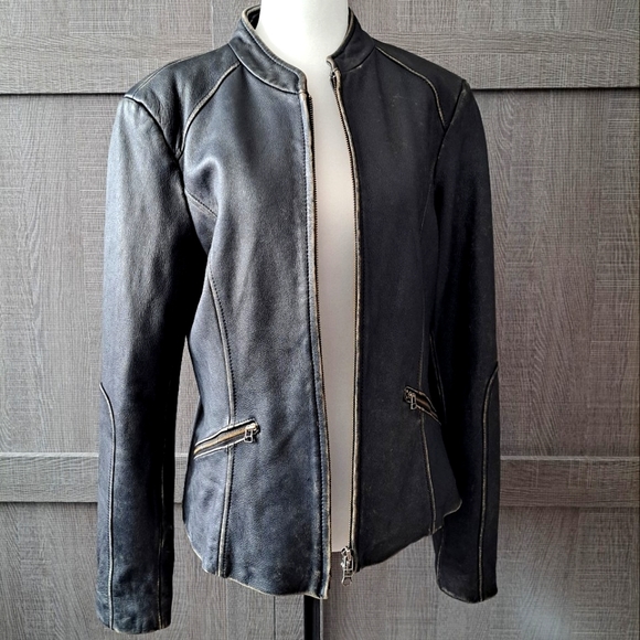 Danier Jackets & Blazers - DANIER Distressed Leather Moto